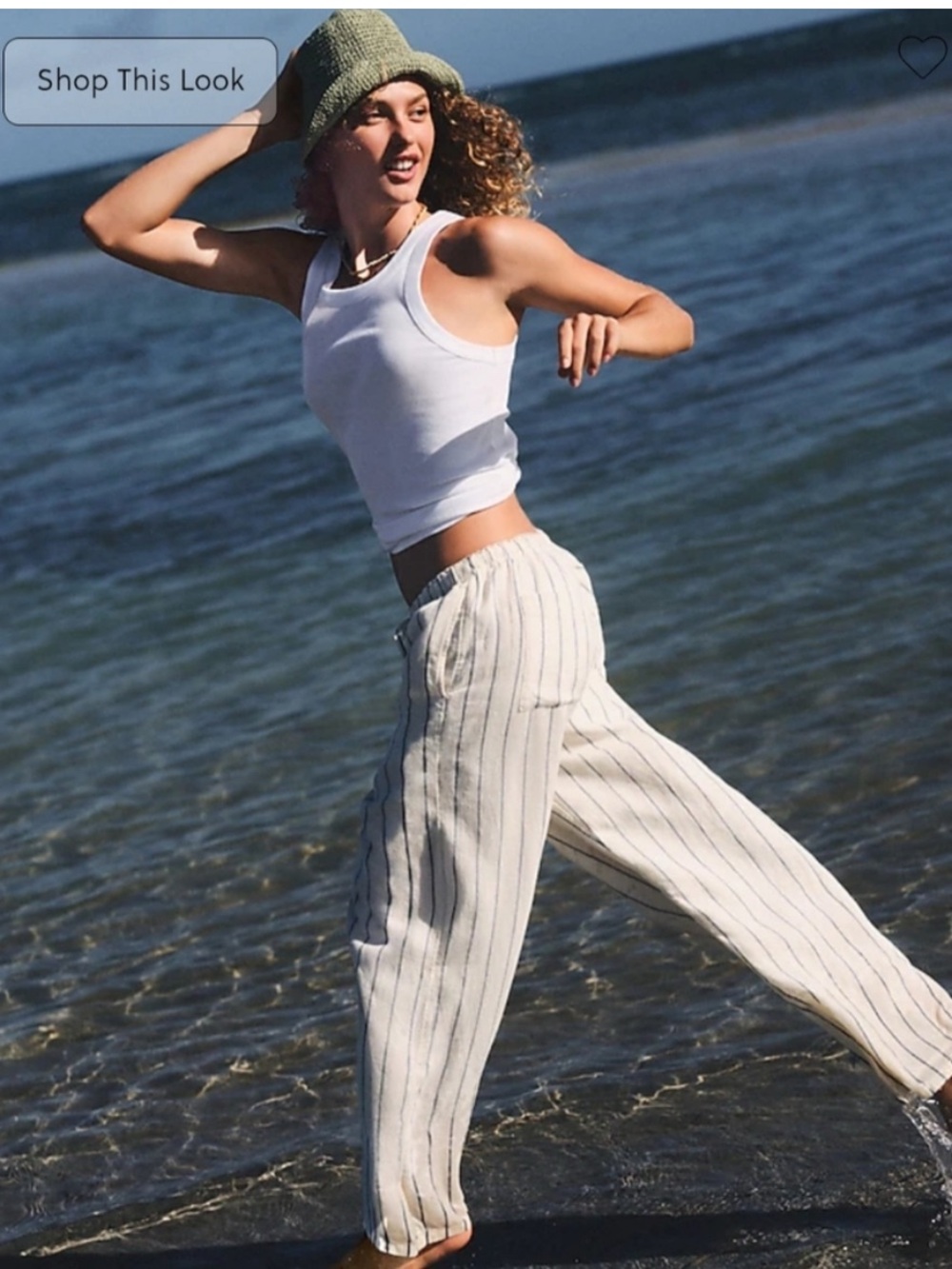 Linen White and Navy Stripe Pants